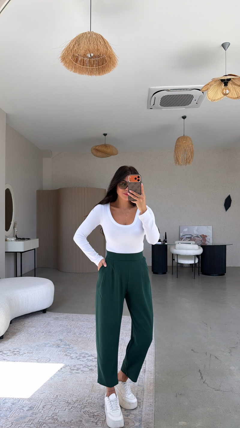 Zümrüt Krep Kumaş Harem Pantolon