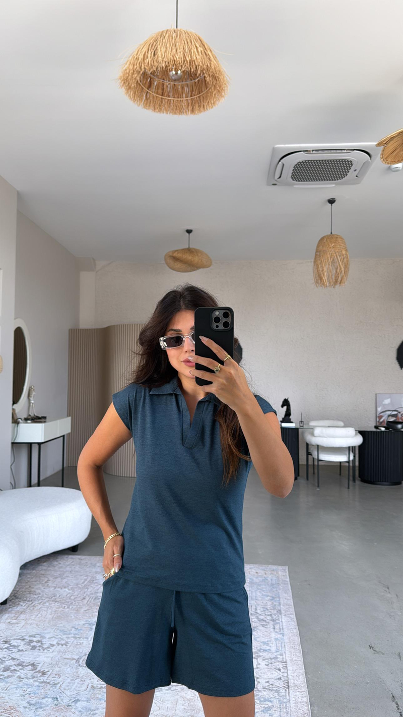Zümrüt Şortlu Polo Yaka Tshirt Takım