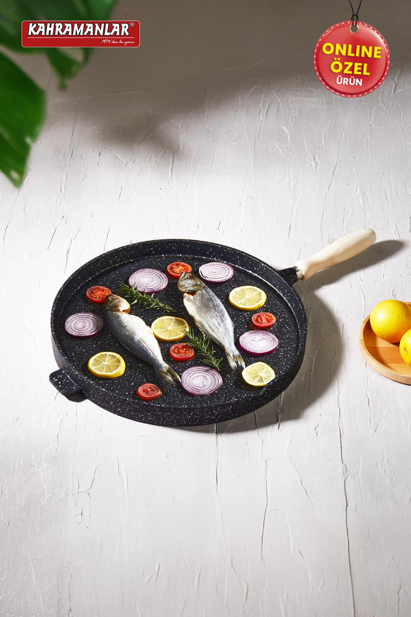 Kahramanlar36 CM Çok Amaçlı Çift Taraflı Döküm Tava8023