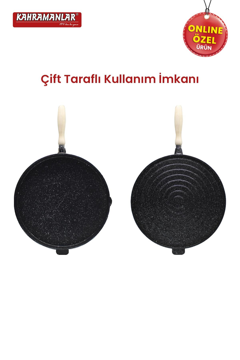 Kahramanlar36 CM Çok Amaçlı Çift Taraflı Döküm Tava8023