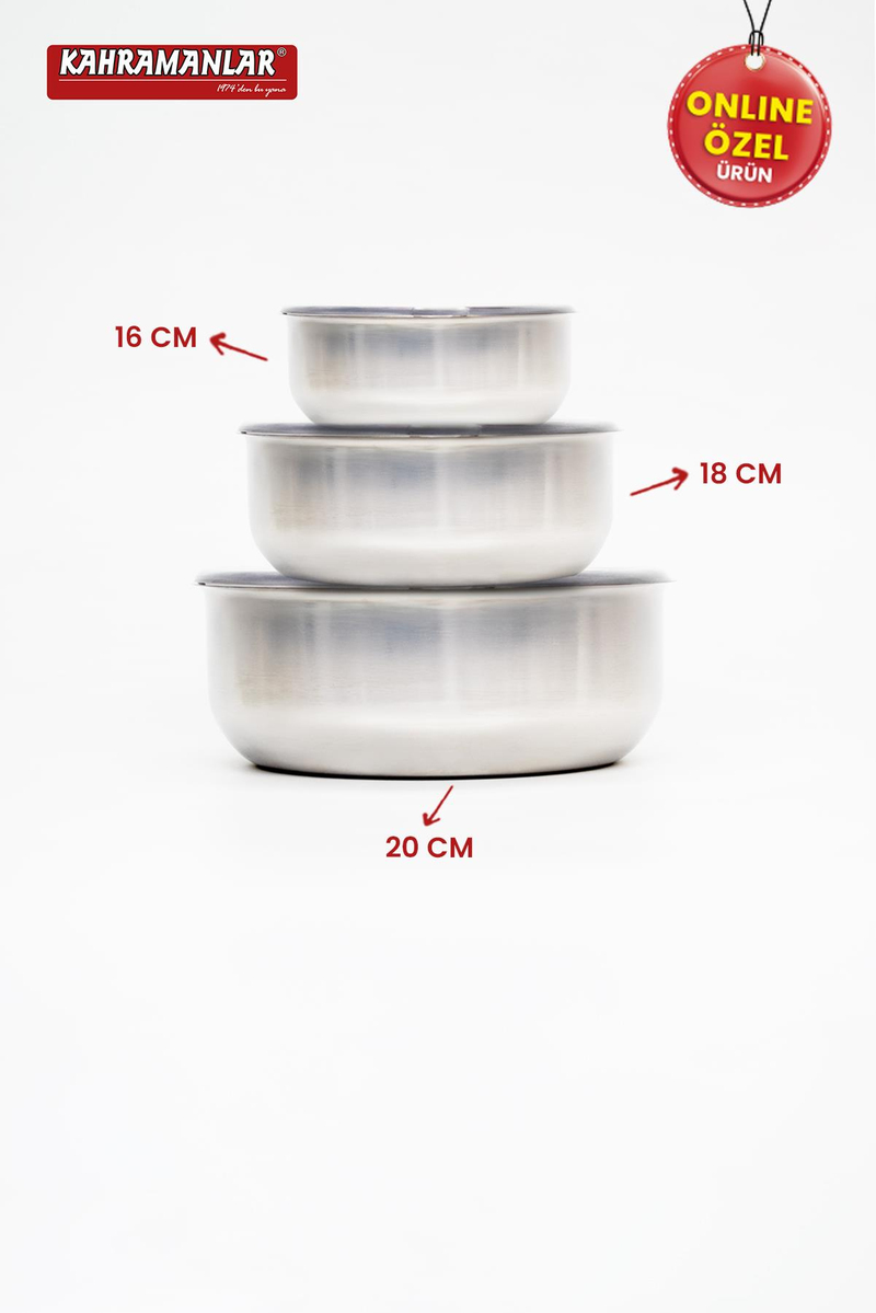 KahramanlarChef Box 3'lü Çelik Saklama Kabı 6 Parça9012