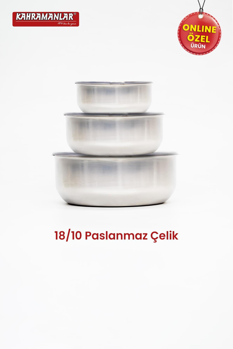 KahramanlarChef Box 3'lü Çelik Saklama Kabı 6 Parça9012