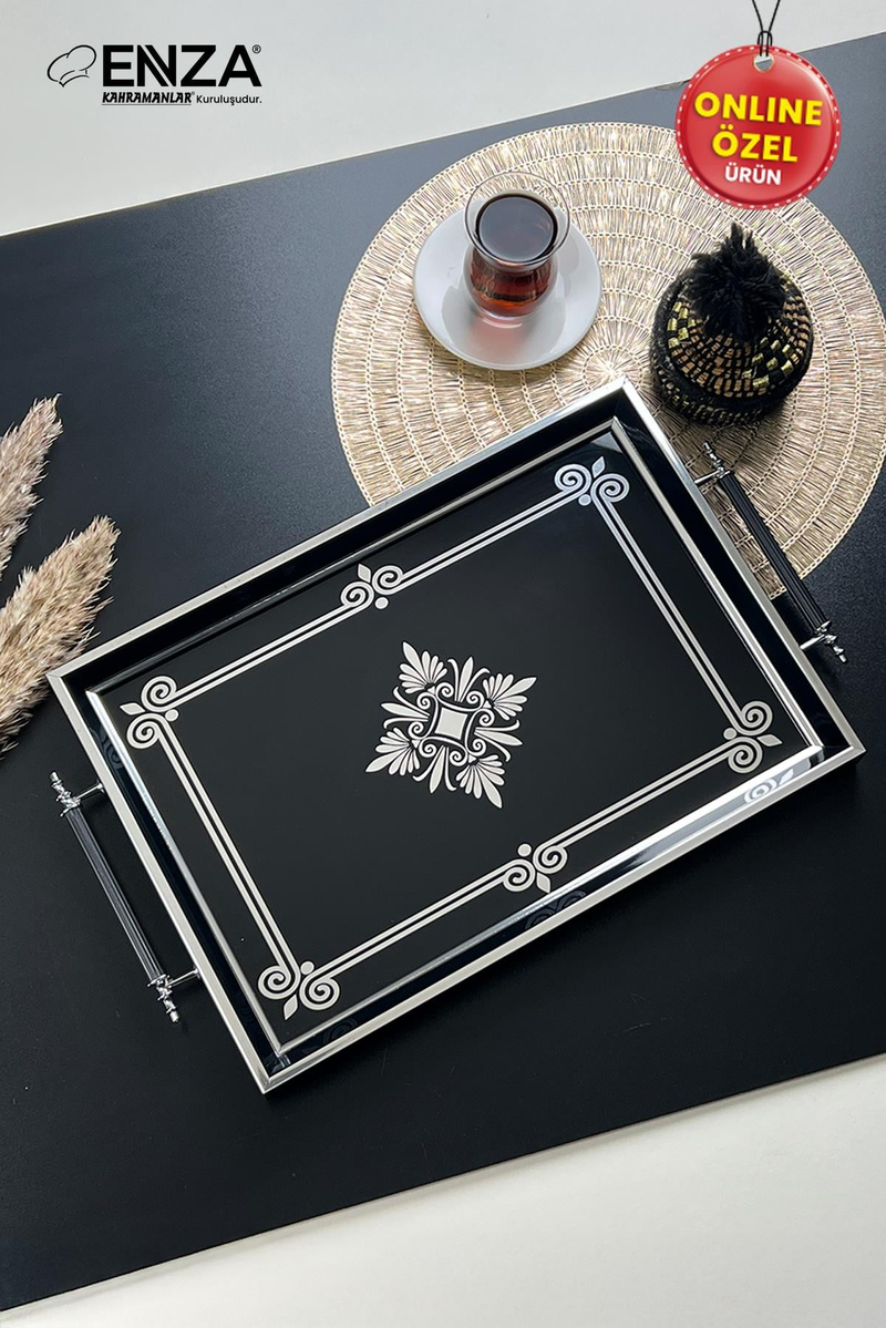 EnzaÇınar Black Çay Kahve Kahvaltılık Ve Sunum Tepsisi9053