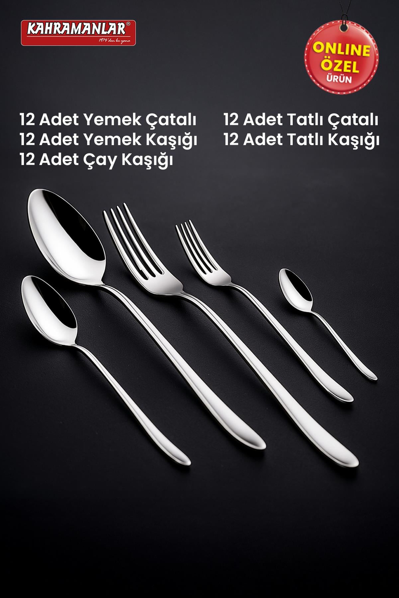 KahramanlarDeniz 60 Parça Çatal Kaşık Takımı4220