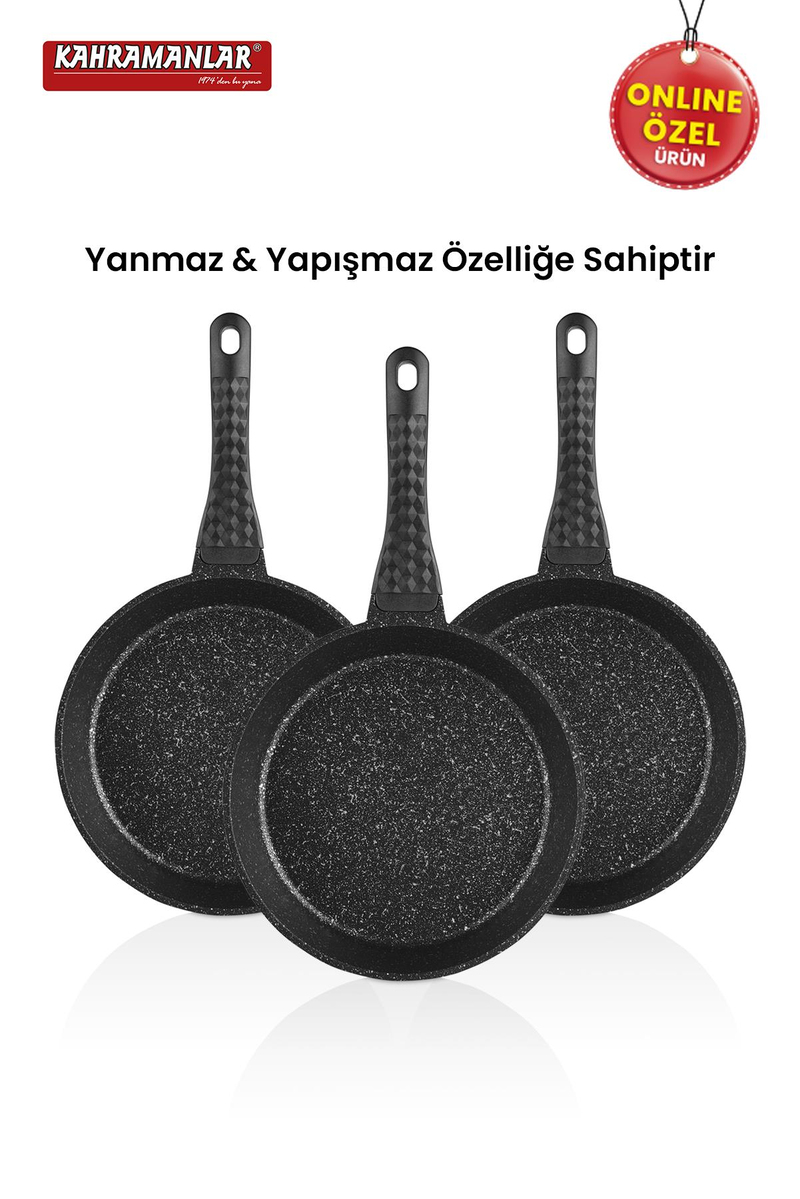 KahramanlarElegant 3'lü Döküm Tava Seti9002