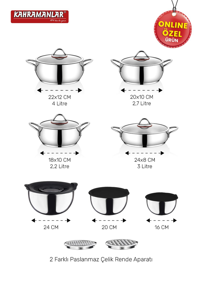 KahramanlarElit Chef 17 Parça Çelik Çeyiz SetiC-1771
