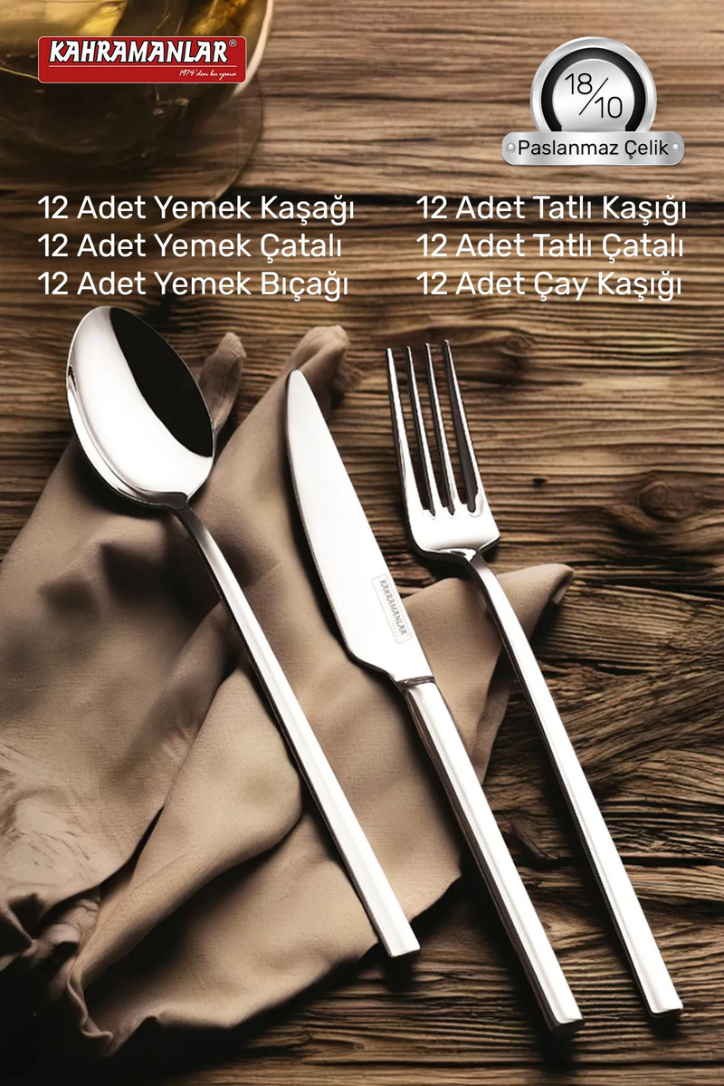 KahramanlarGözde 72 Parça Çatal Bıçak Kaşık Takımı4338-72