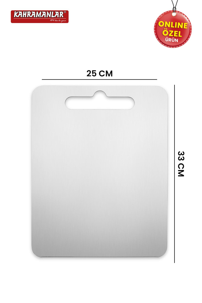 KahramanlarKesme Panosu Paslanmaz Çelik Kesme Tahtası 33x25 CM8697418724173
