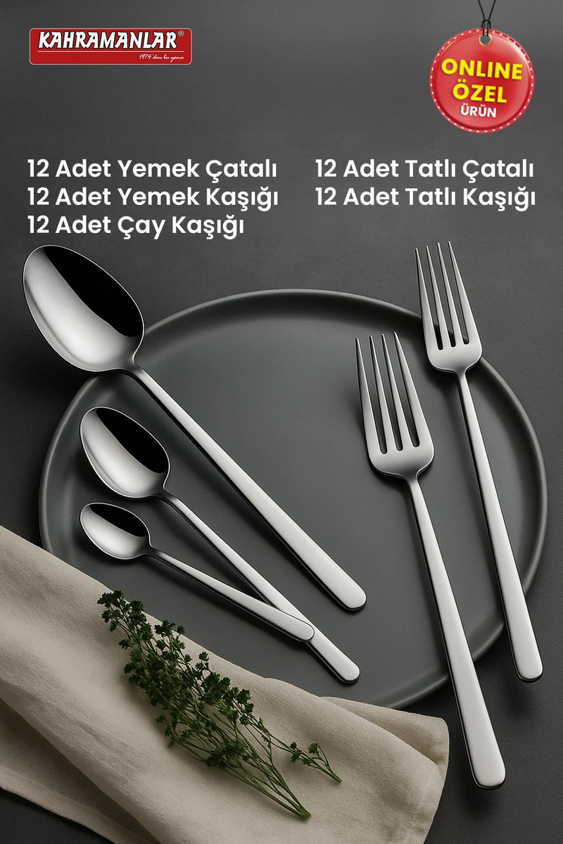 KahramanlarLilyum 60 Parça Çatal Kaşık Takımı4601