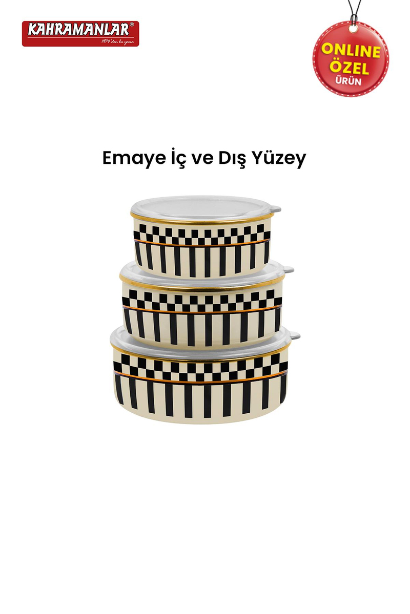 KahramanlarPrime Cream 3'lü Emaye Saklama Kabı9030
