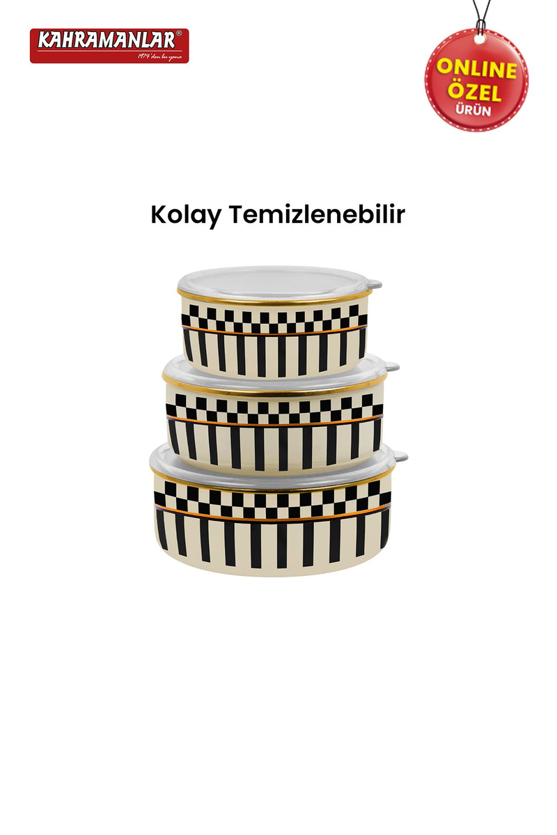 KahramanlarPrime Cream 3'lü Emaye Saklama Kabı9030