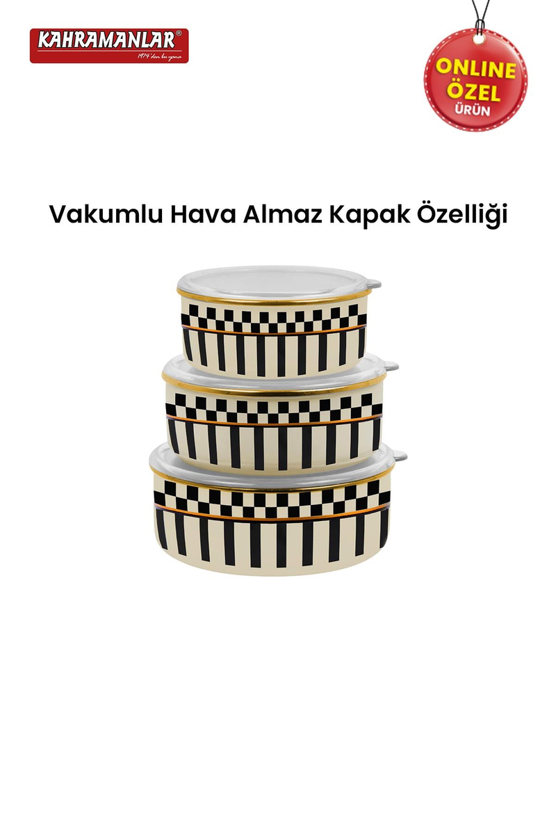 KahramanlarPrime Cream 3'lü Emaye Saklama Kabı9030