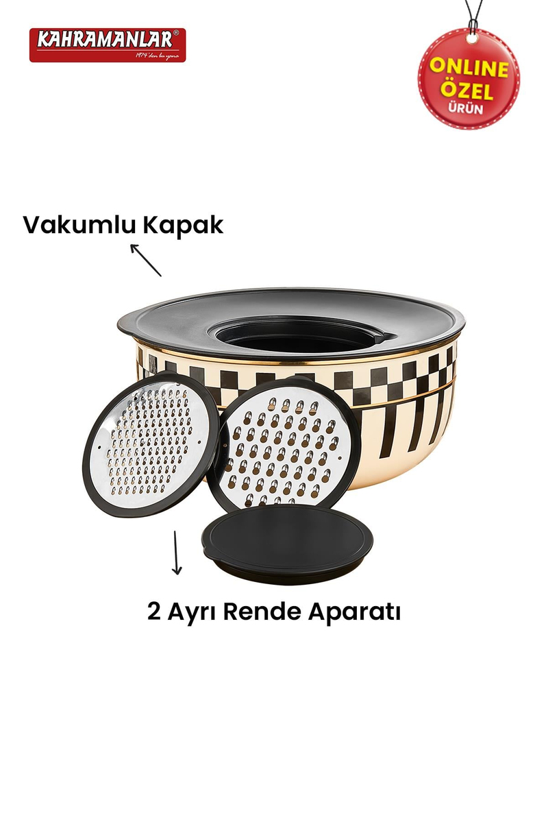 KahramanlarPrime Cream Emaye 5 Parça Rendeli Saklama Ve Karıştırma Kabı 24 CM9037