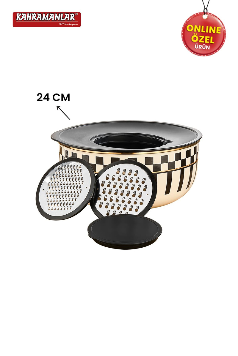 KahramanlarPrime Cream Emaye 5 Parça Rendeli Saklama Ve Karıştırma Kabı 24 CM9037