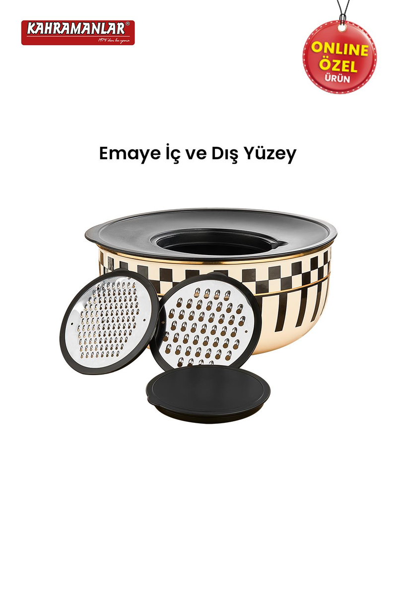KahramanlarPrime Cream Emaye 5 Parça Rendeli Saklama Ve Karıştırma Kabı 24 CM9037