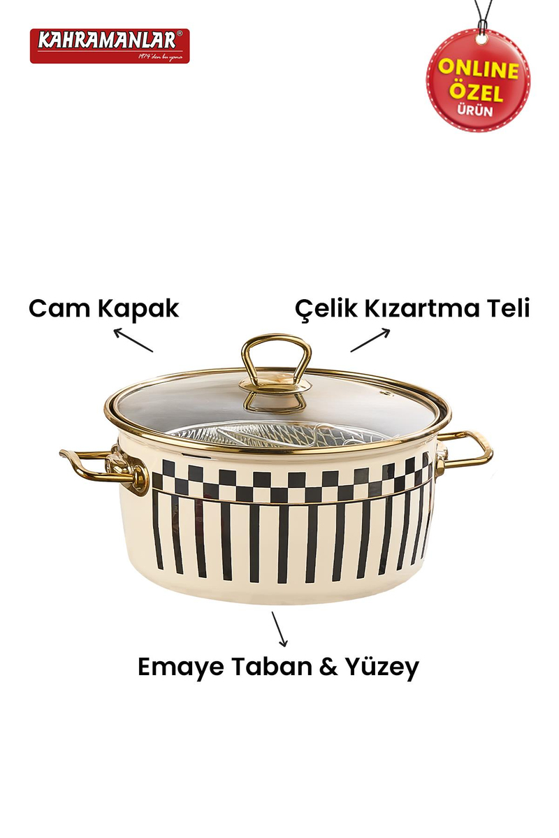KahramanlarPrime Cream Emaye Kızartma Tenceresi 22 CM9031