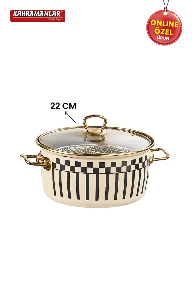 KahramanlarPrime Cream Emaye Kızartma Tenceresi 22 CM9031