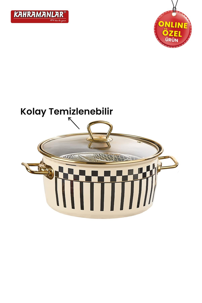 KahramanlarPrime Cream Emaye Kızartma Tenceresi 22 CM9031