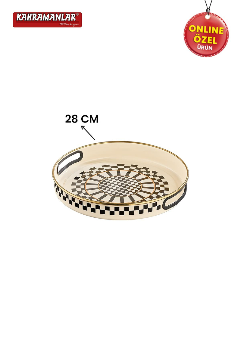 KahramanlarPrime Cream Emaye Servis Tepsi 28 CM9034