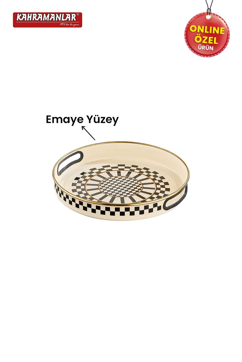 KahramanlarPrime Cream Emaye Servis Tepsi 28 CM9034