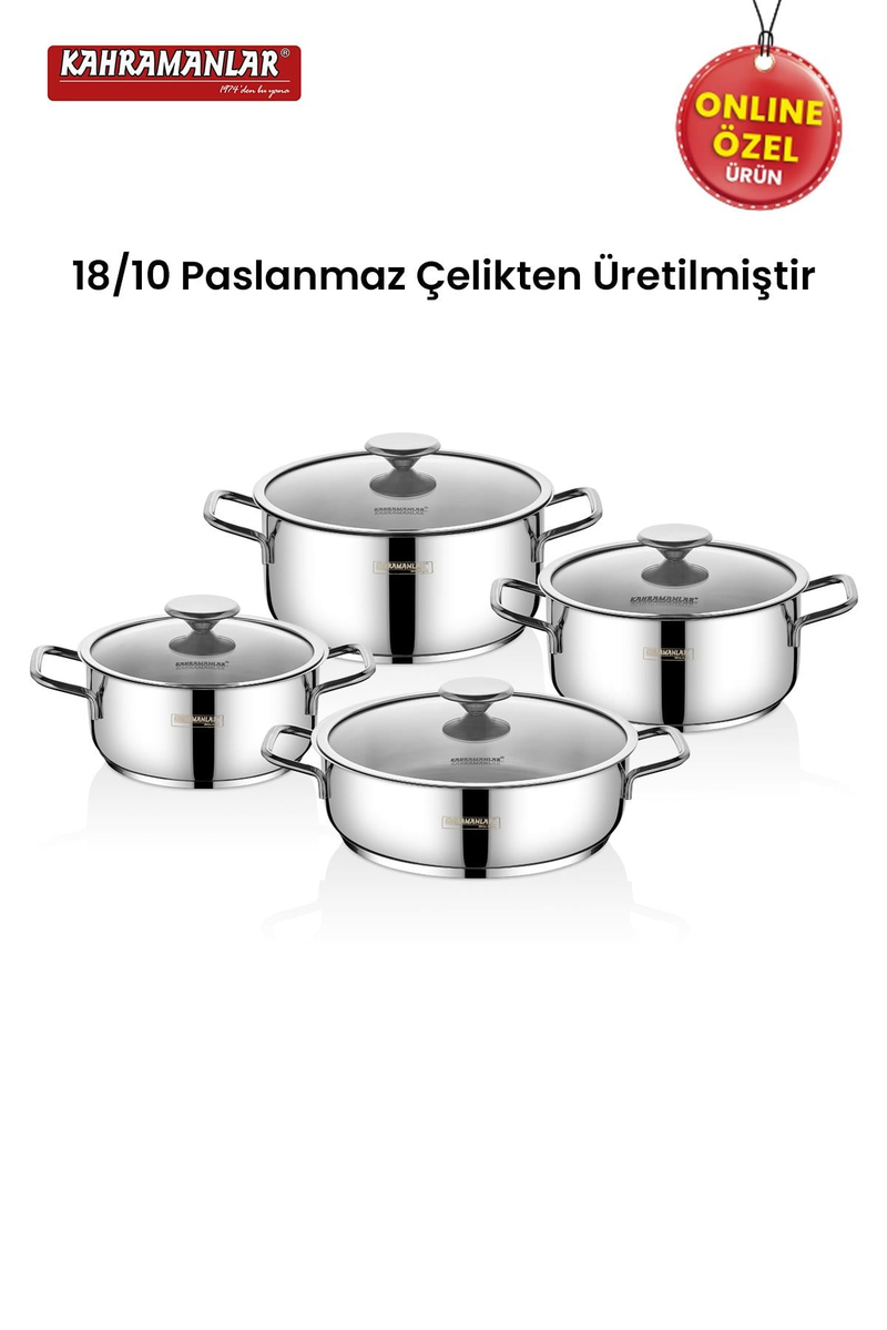 KahramanlarYağmur 8 Parça Çelik Tencere Seti9005