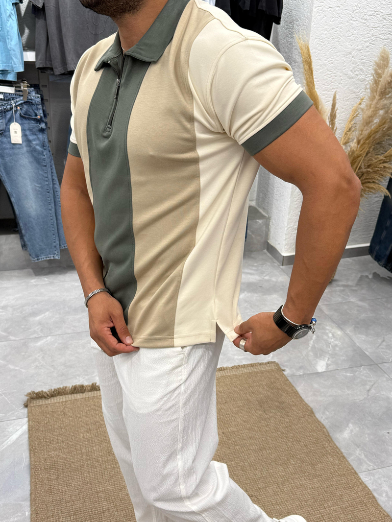 Black Ant Modal Kumaş Fermuar Detay T-Shirt Yeşil