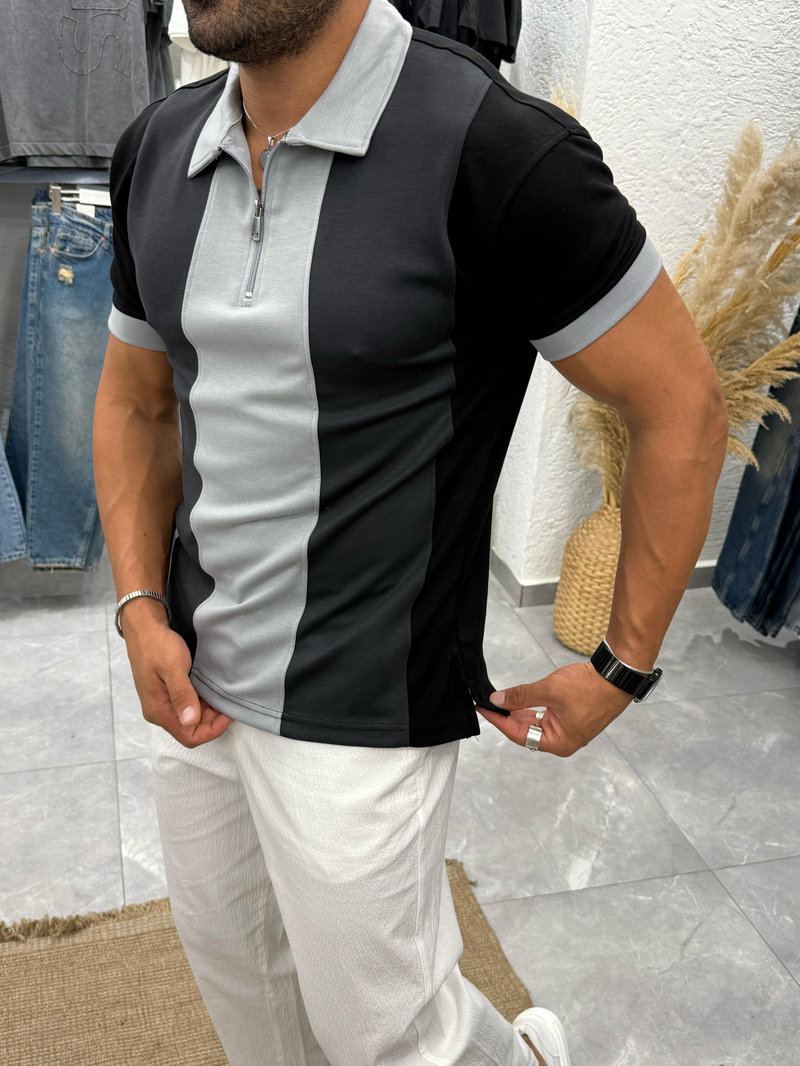 Black Ant Modal Kumaş Fermuar Detay T-Shirt Siyah