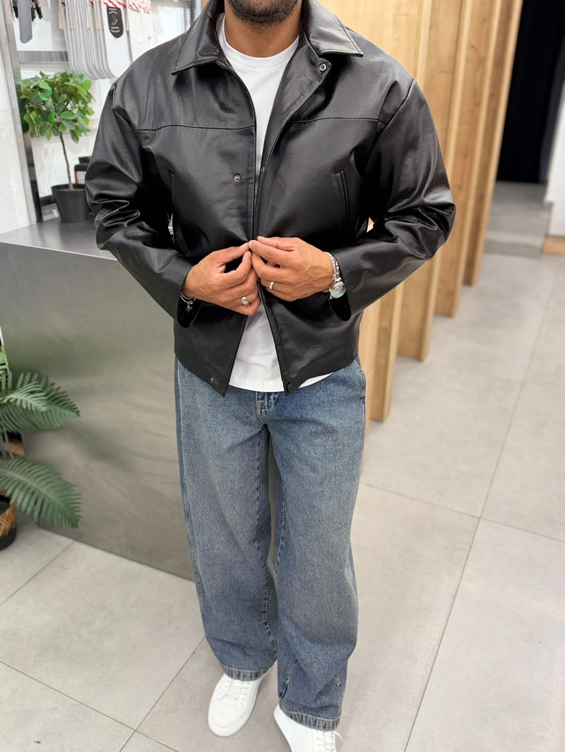 Catch Deri Ceket Siyah