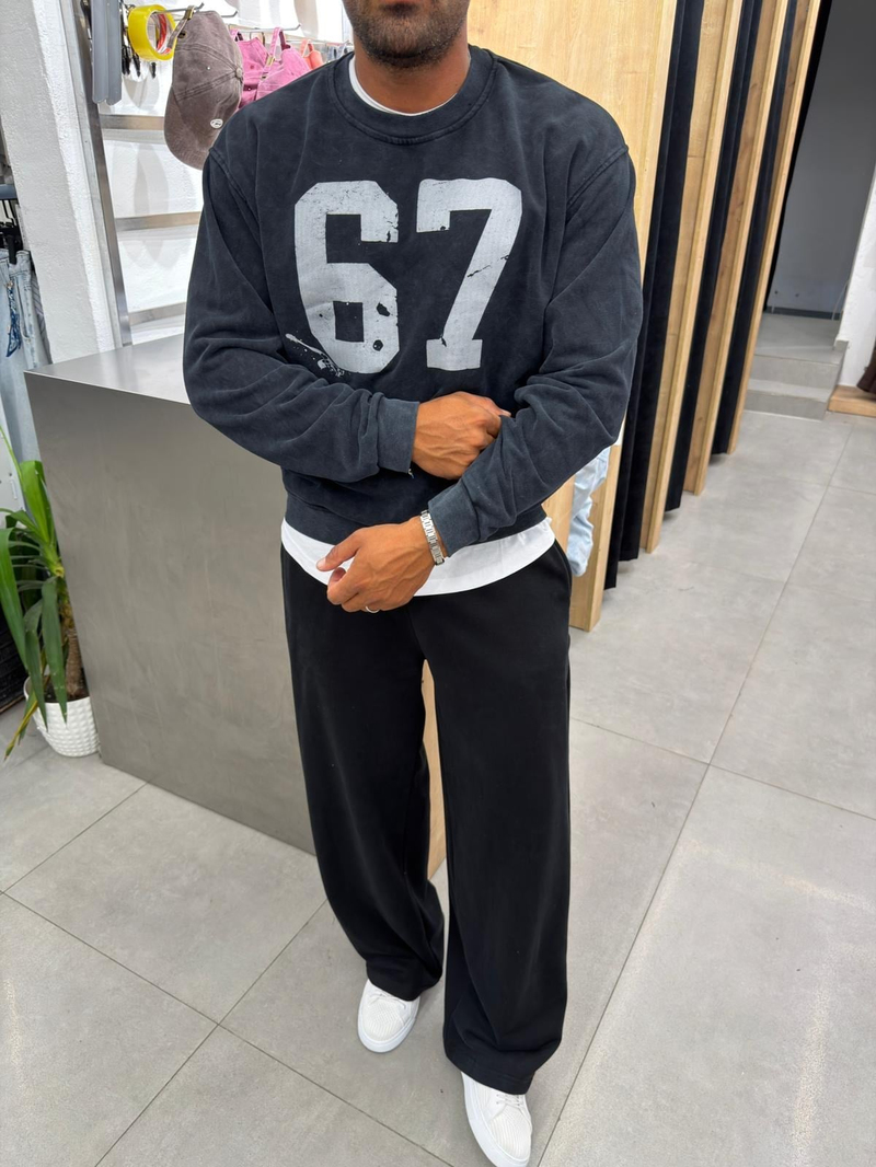 Catch Yıkamalı Fırçalı Kumaş Sweat Antrasit