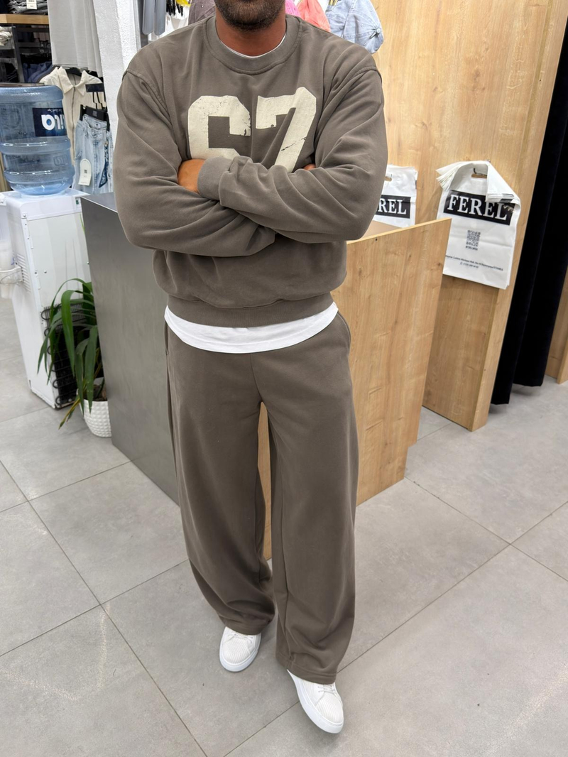 Catch Yıkamalı Fırçalı Kumaş Sweat Vizon