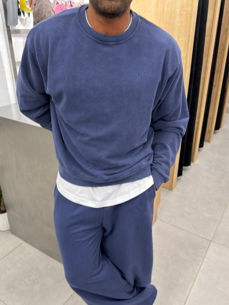 Catch Yıkamalı Sırt Detaylı Sweat İndigo