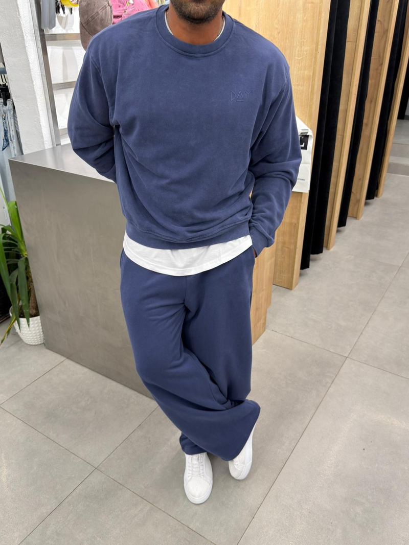 Catch Yıkamalı Sırt Detaylı Sweat İndigo