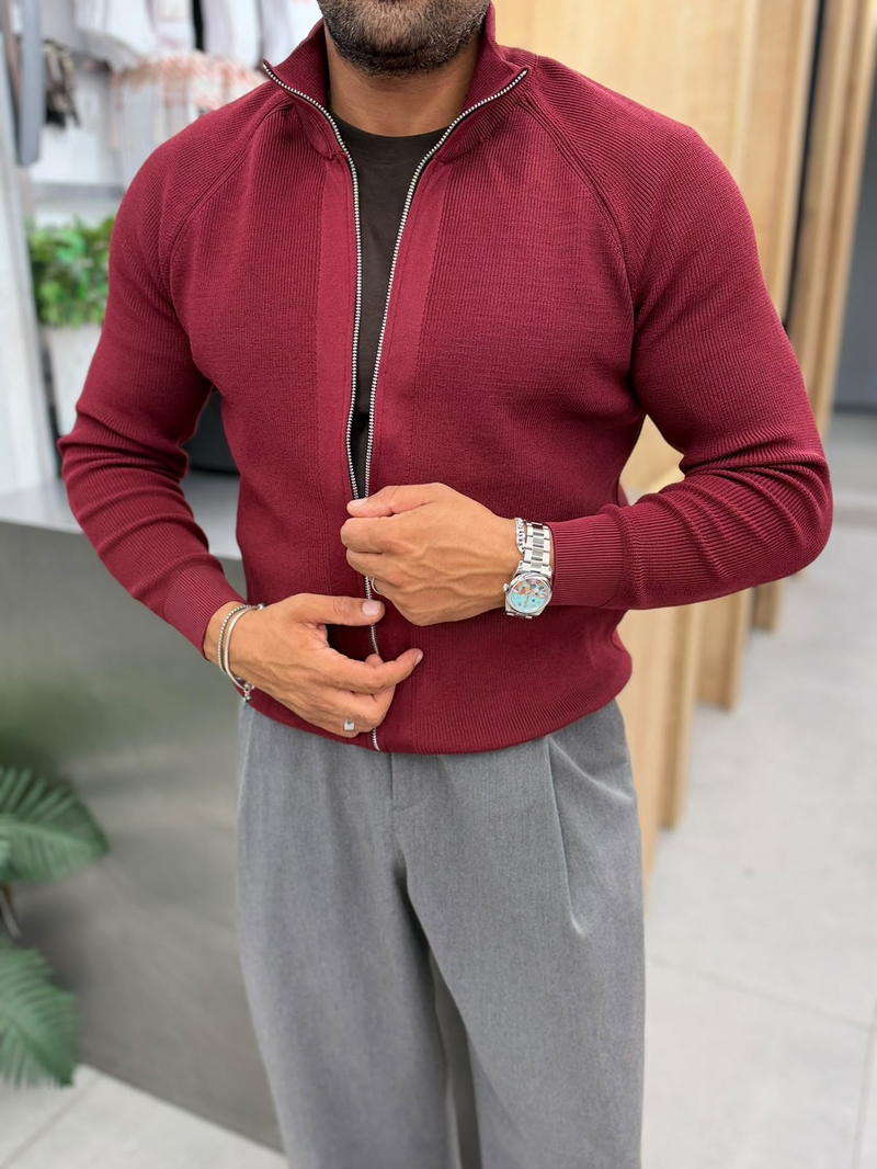 Ferel Çelik Örme Reglan Kol Hırka Bordo