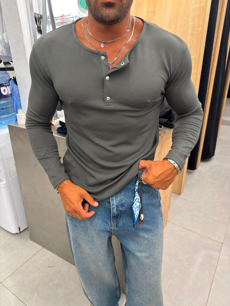 Ferel Henley Yaka Sweat Haki
