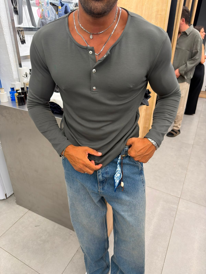 Ferel Henley Yaka Sweat Haki