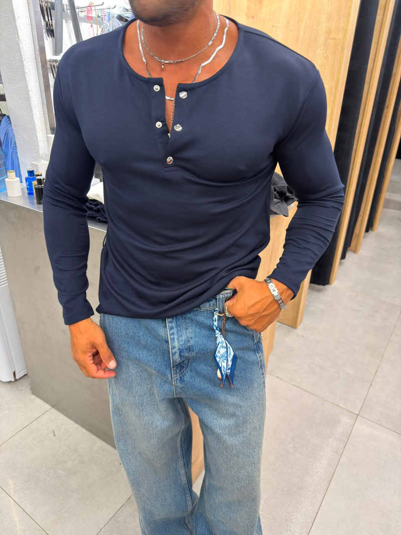 Ferel Henley Yaka Sweat Lacivert