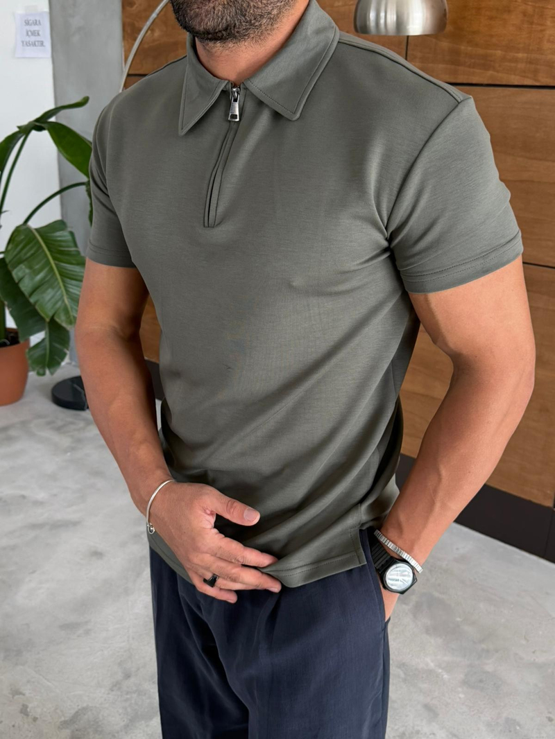 Ferel Modal Fermuar Detay Tshirt  Haki