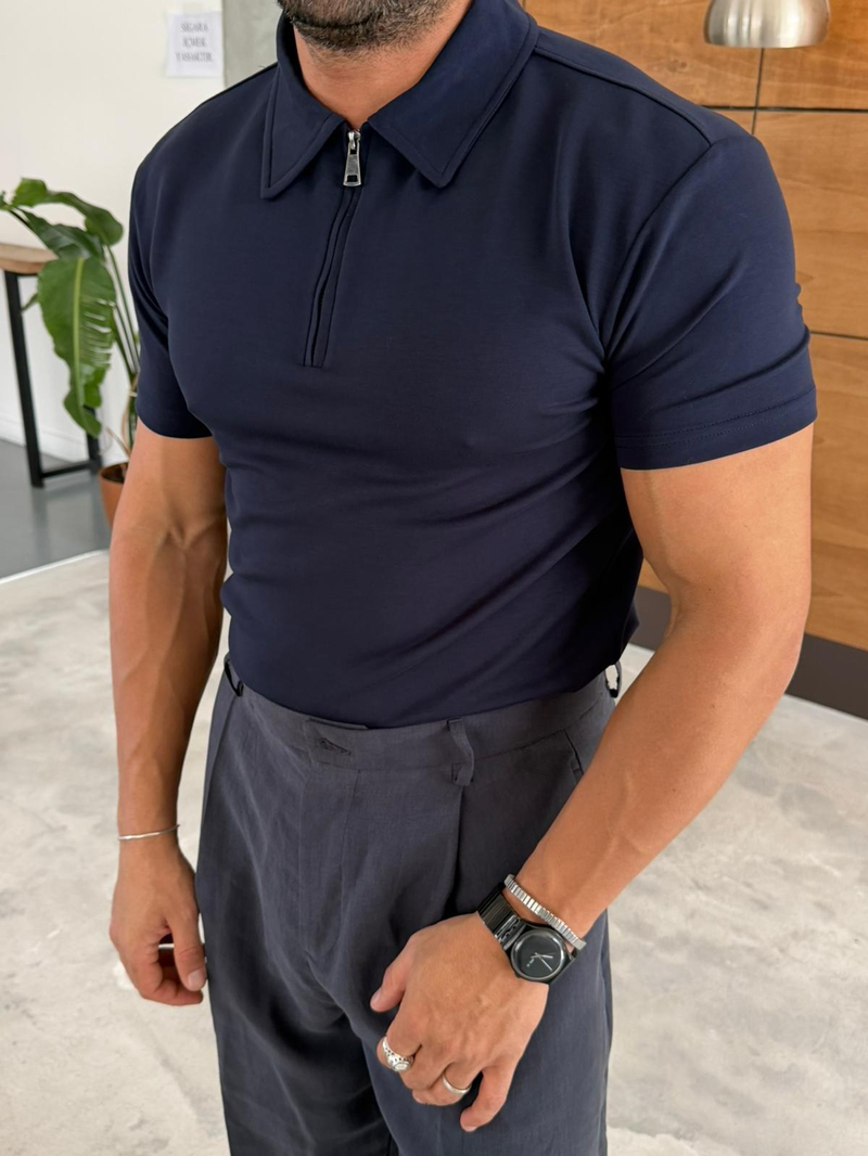 Ferel Modal Fermuar Detay Tshirt  Lacivert