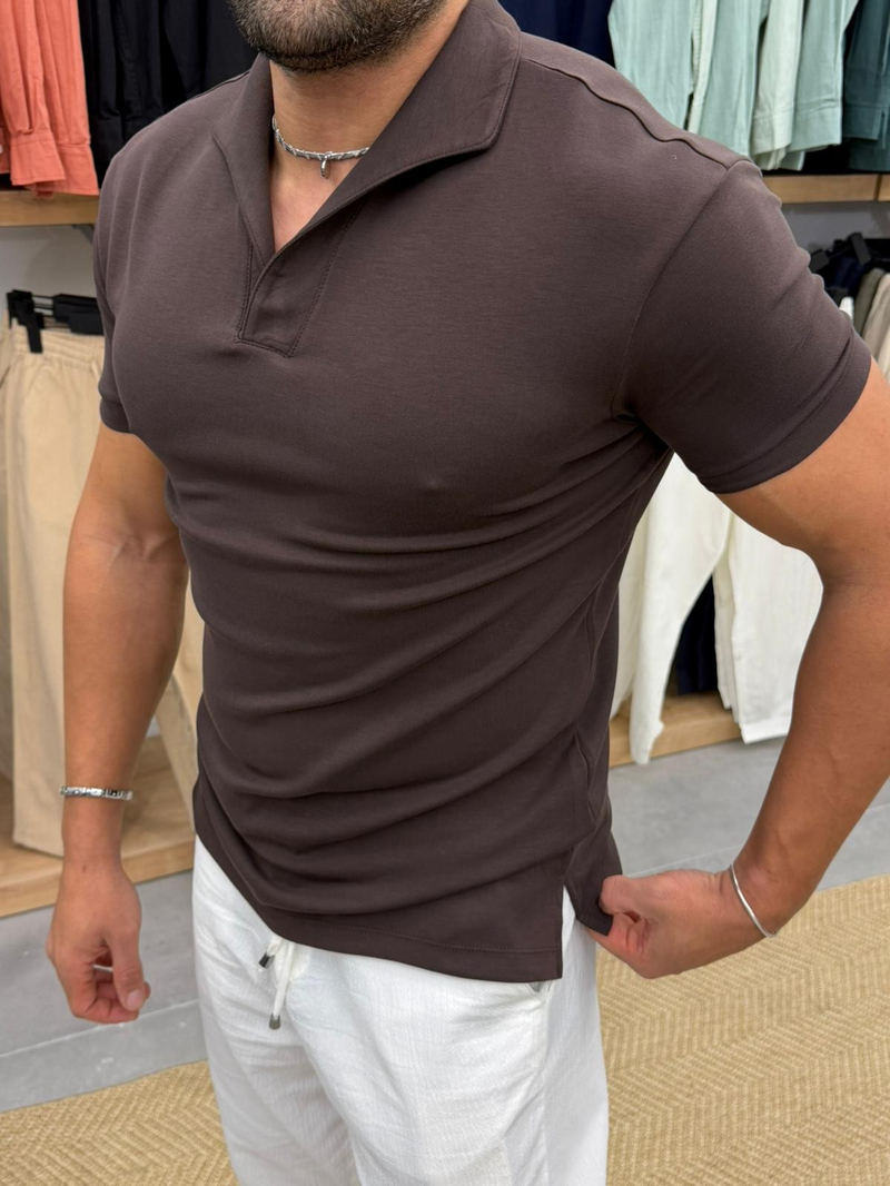 Ferel Modal Yakalı Tshirt Kahve
