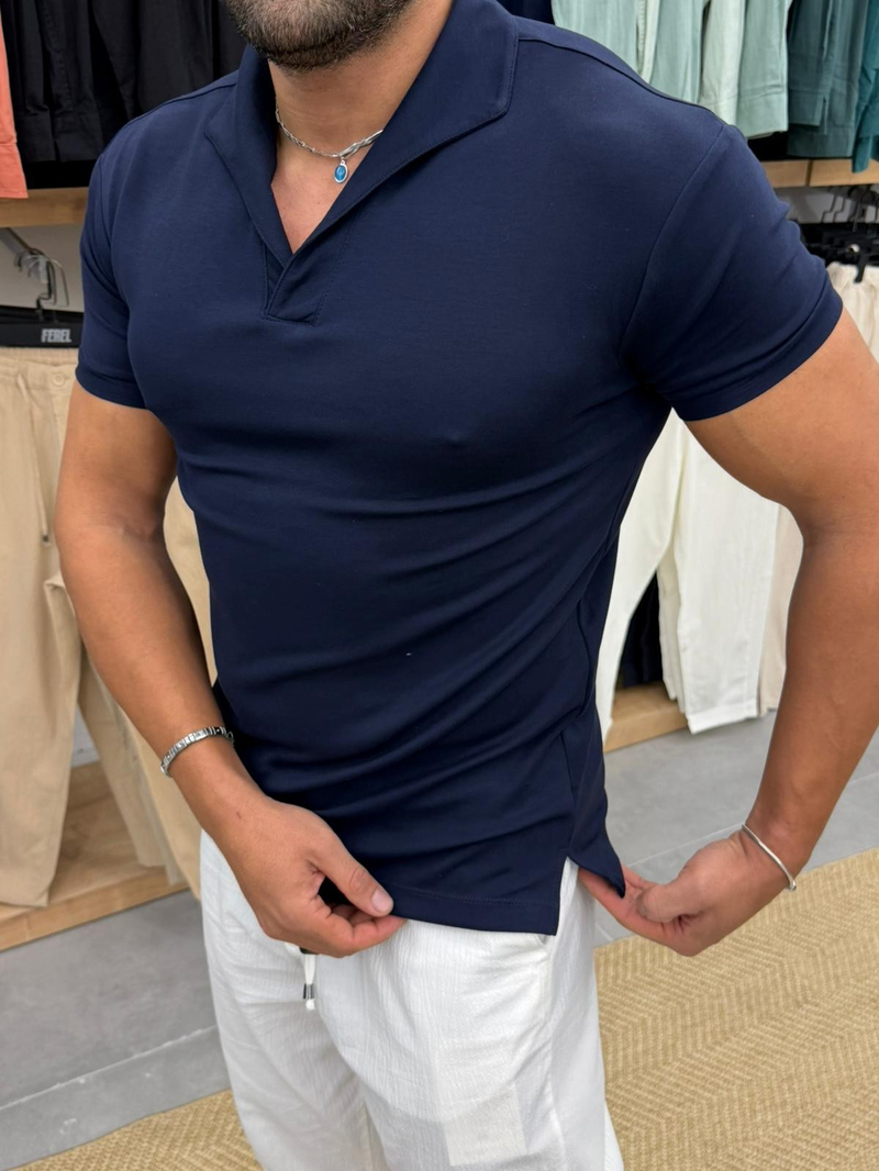 Ferel Modal Yakalı Tshirt Lacivert