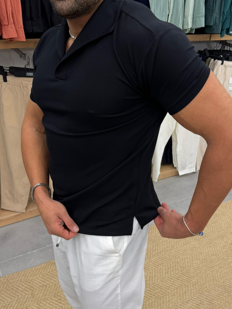 Ferel Modal Yakalı Tshirt Siyah