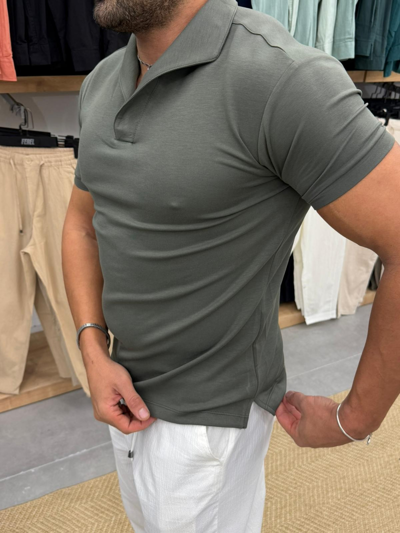 Ferel Modal Yakalı Tshirt Yeşil