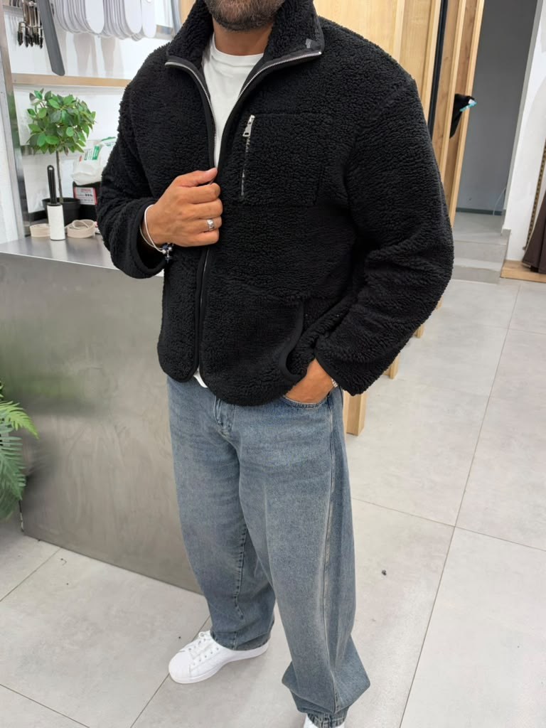 Ferel Peluş Ceket Siyah