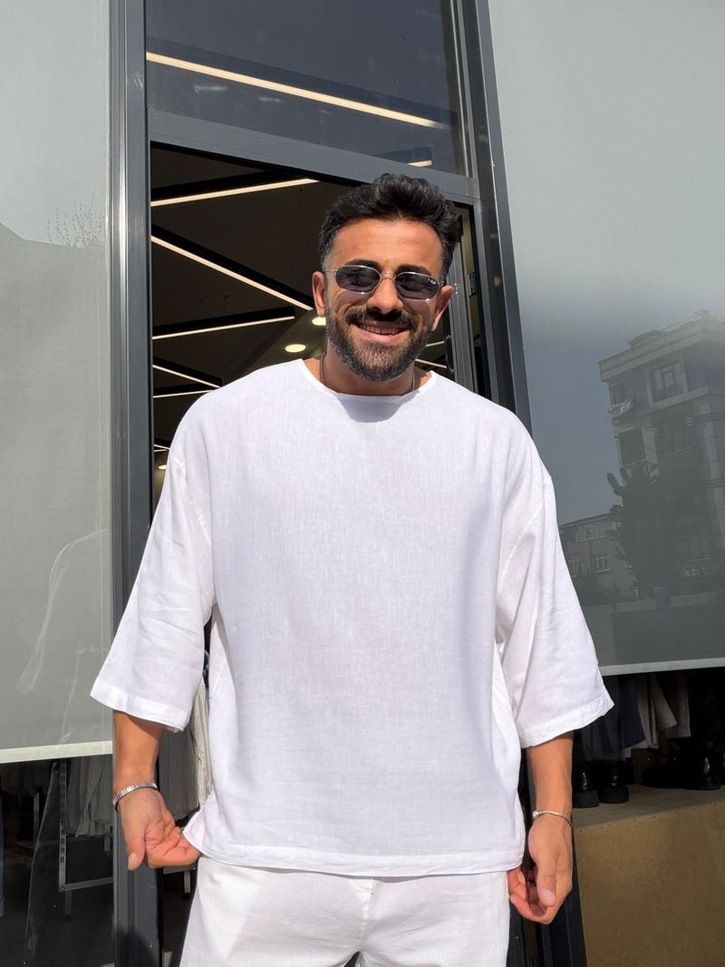 Giesto Fakir Kol Tshirt Beyaz