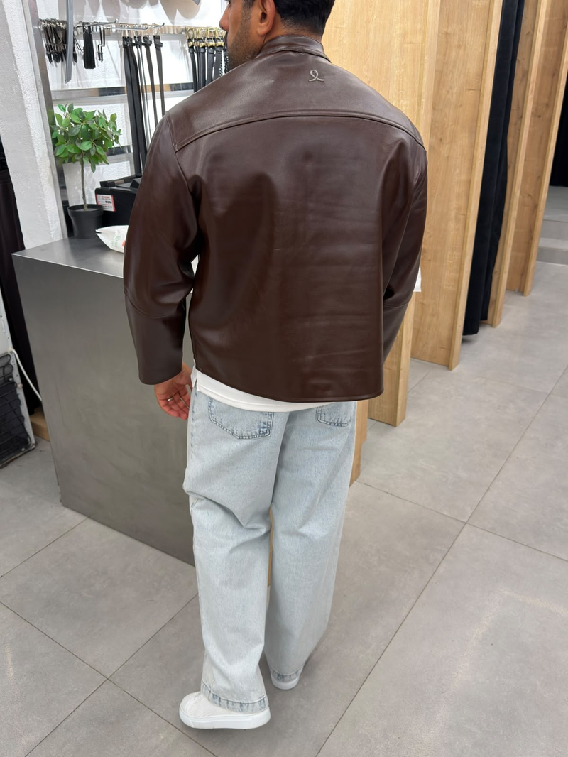 Giesto Hakim Yaka Deri Ceket Kahve