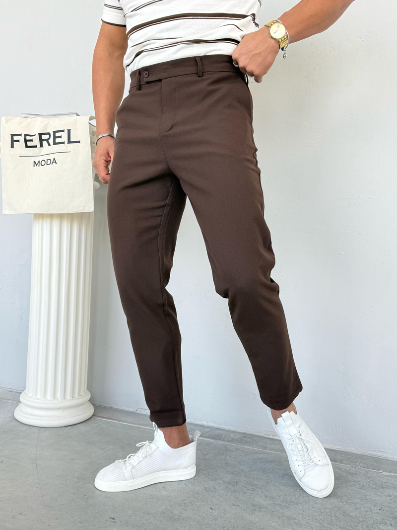 Slimfit Kumaş Pantolon Kahverengi