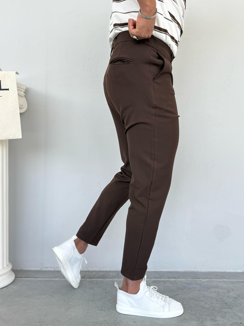 Slimfit Kumaş Pantolon Kahverengi