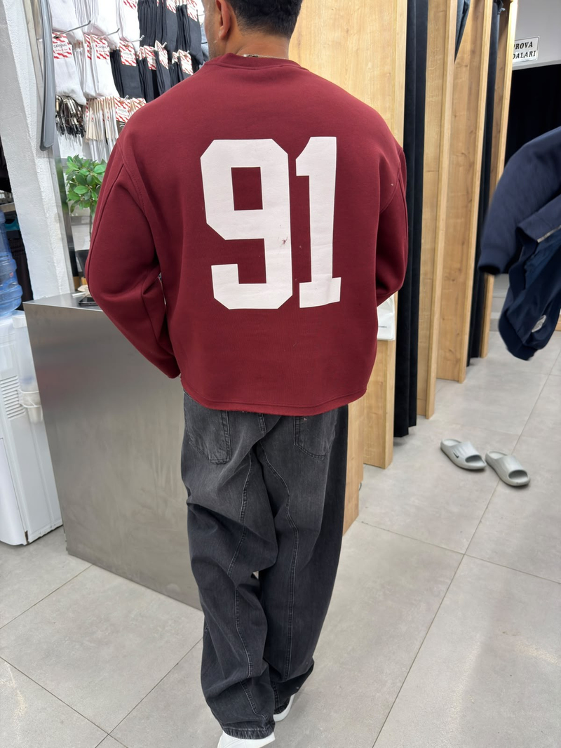 Vamos 91 Boxfit Pamuklu Sweat Bordo