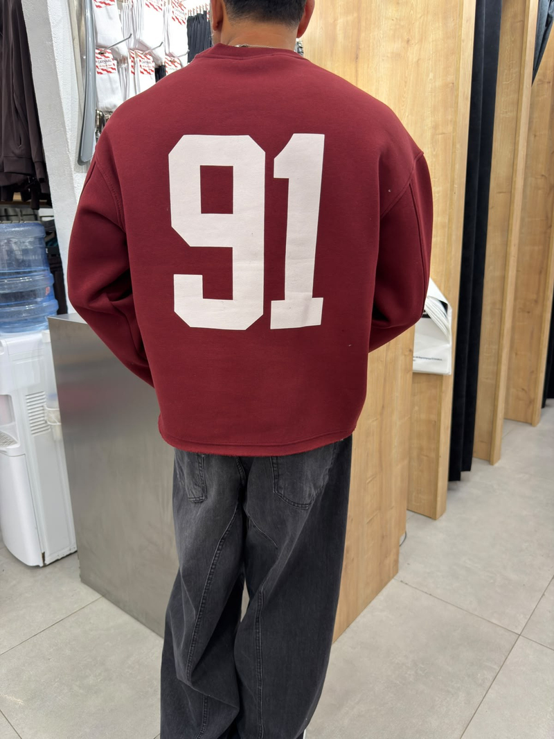 Vamos 91 Boxfit Pamuklu Sweat Bordo