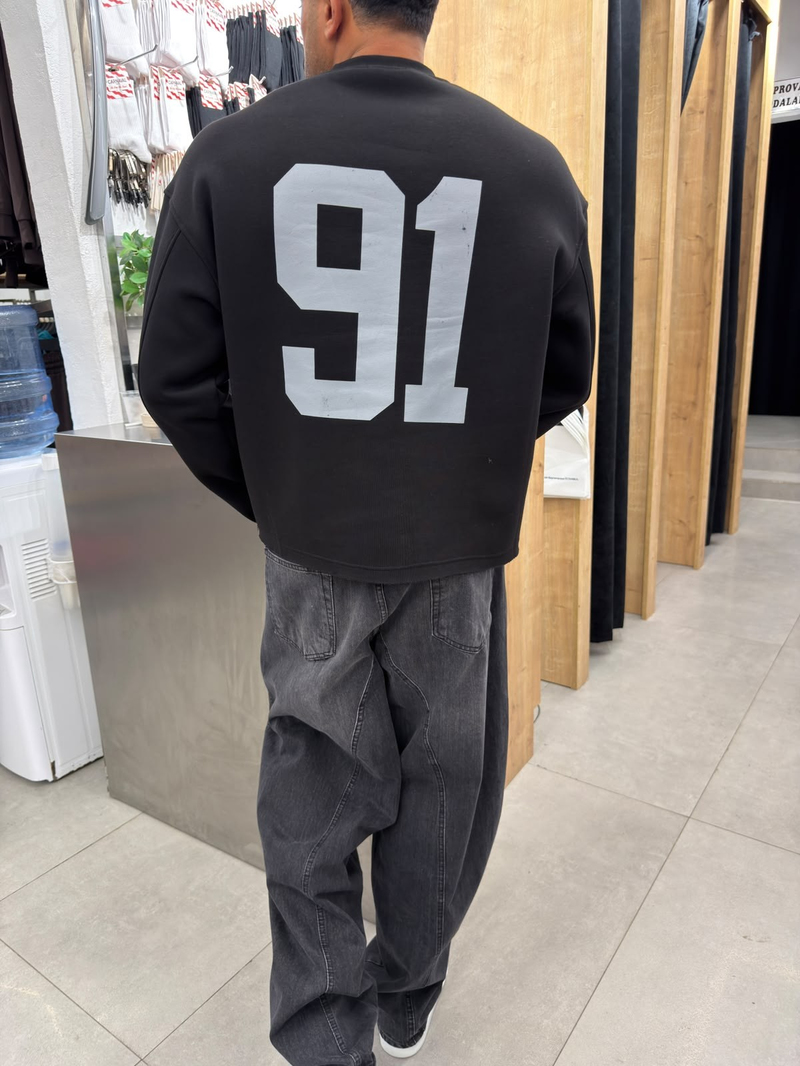 Vamos 91 Boxfit Pamuklu Sweat Siyah